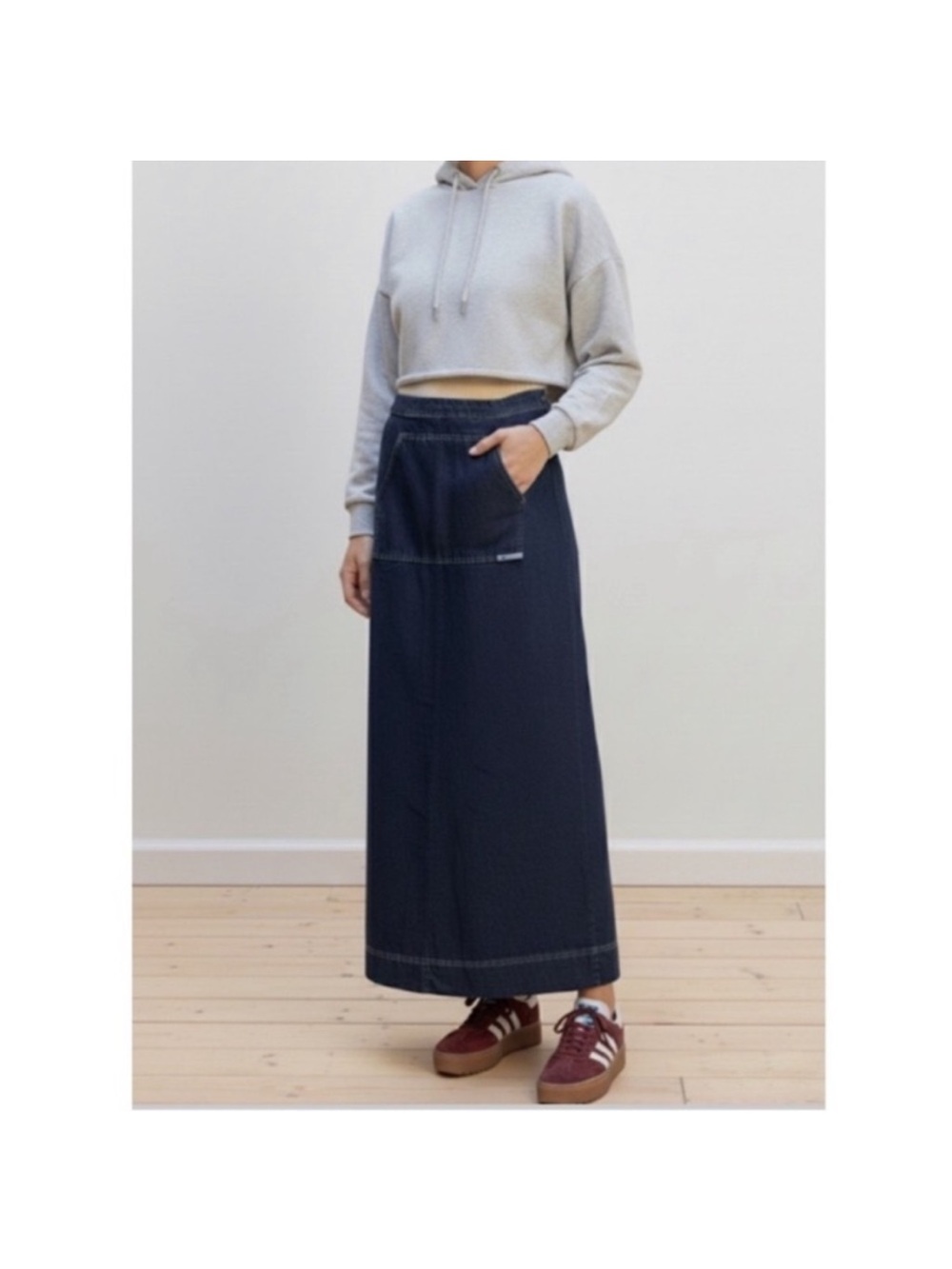 Vintage y2k Denim Baggy Maxi Skirt Bluenotes Size Medium Late 90s 2000s